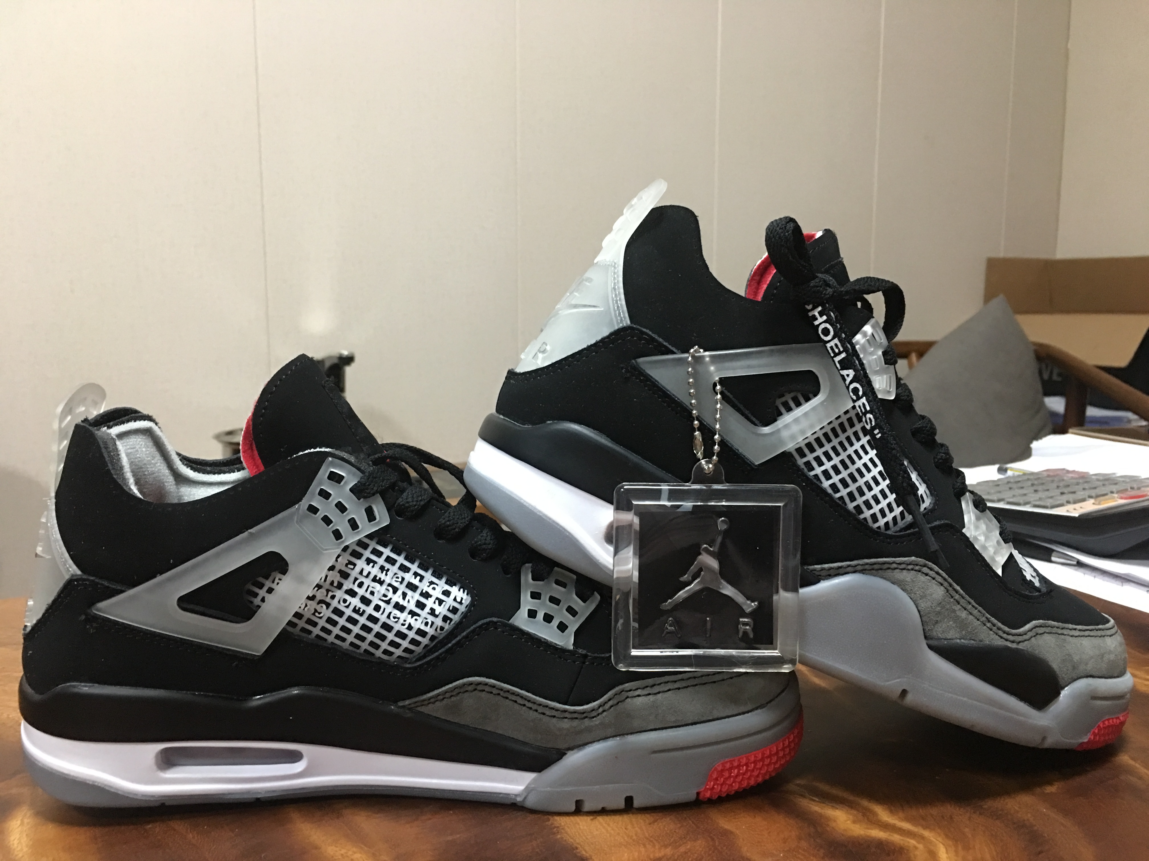 2020 Air Jordan 4 Retro Black Grey Red Shoes - Click Image to Close